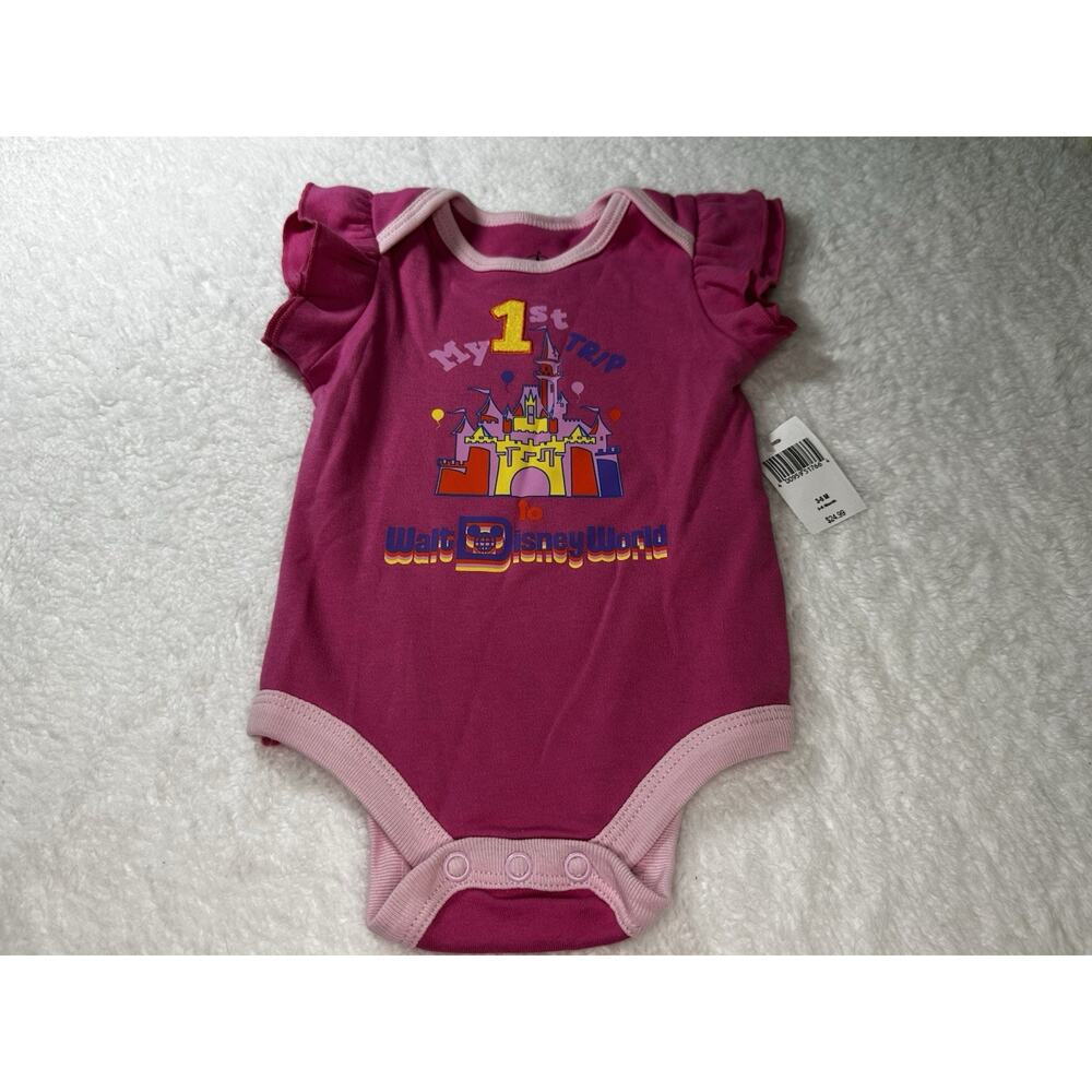 NEW Disney Pink Baby "My 1st Trip to Walt Disney World" Bodysuit Size 3-6 Months
